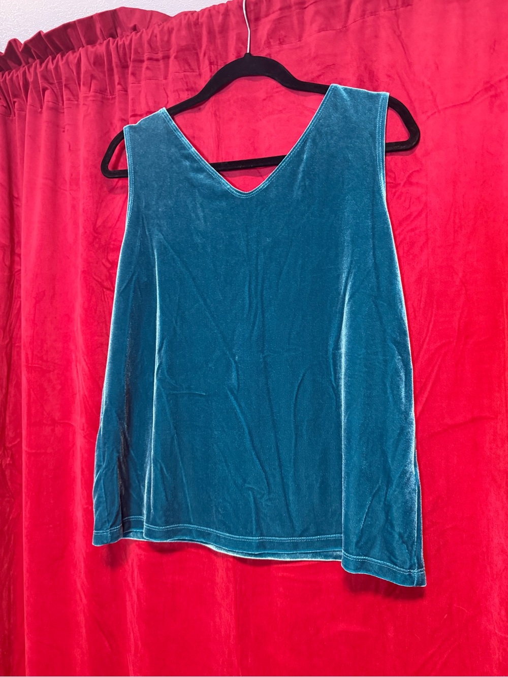 Chico's Teal Velvet V-Neck Sleeveless Top